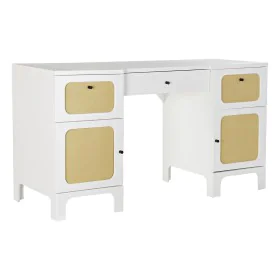 Desk DKD Home Decor Fir White Rattan (140 x 50 x 76 cm) by DKD Home Decor, Computer desks and tables - Ref: S3033510, Price: ...