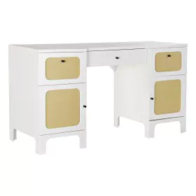 Desk DKD Home Decor Fir White Rattan (140 x 50 x 76 cm) by DKD Home Decor, Computer desks and tables - Ref: S3033510, Price: ...