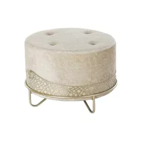 Footrest DKD Home Decor Beige Golden Metal Polyester (63 x 63 x 42 cm) by DKD Home Decor, Footstools & Ottomans - Ref: S30335...