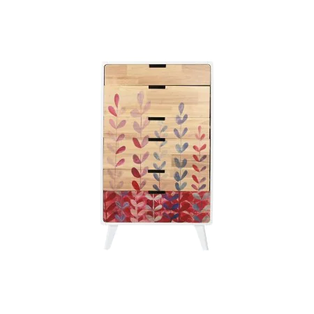 Cassettiera DKD Home Decor Scandi Naturale Legno d'albero della gomma Bianco Rosso Granato Legno MDF 60 x 30 x 108 cm di DKD ...