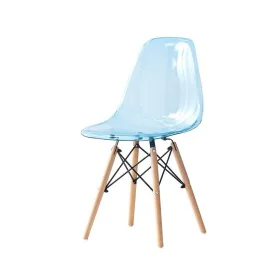 Cadeira de Sala de Jantar DKD Home Decor Natural Azul PVC Bétula (50 x 46 x 83,5 cm) de DKD Home Decor, Cadeiras - Ref: S3033...