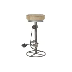 Hocker DKD Home Decor Silberfarben Metall Hellbraun Rattan (44 x 41 x 82 cm) von DKD Home Decor, Barhocker - Ref: S3033648, P...