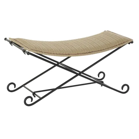 Banqueta DKD Home Decor Negro Metal Marrón claro Ratán (94 x 49 x 44 cm) de DKD Home Decor, Sillas - Ref: S3033649, Precio: 1...