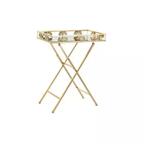 Mesa de apoio DKD Home Decor Cristal Dourado Metal Tropical Folha de planta (56 x 36 x 71 cm) de DKD Home Decor, Jogos de móv...