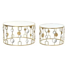 Set of 2 small tables DKD Home Decor Mirror Golden Metal (80 x 80 x 45 cm) (2 pcs) by DKD Home Decor, Tables - Ref: S3033678,...