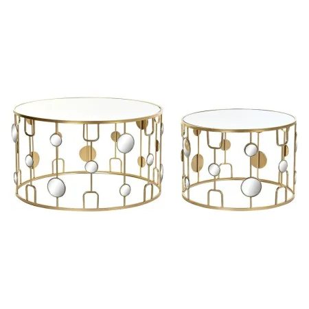 Set of 2 small tables DKD Home Decor Mirror Golden Metal (80 x 80 x 45 cm) (2 pcs) by DKD Home Decor, Tables - Ref: S3033678,...