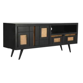 TV furniture DKD Home Decor Black Rattan Mango wood (145,5 x 40,5 x 60 cm) by DKD Home Decor, TV tables and stands - Ref: S30...