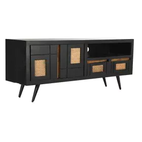 Mobile TV DKD Home Decor Nero Rattan Legno di mango (145,5 x 40,5 x 60 cm) di DKD Home Decor, Tavoli e porta TV - Rif: S30337...