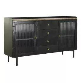 Aparador DKD Home Decor Natural Negro Dorado Metal Madera de mango (145 x 40 x 85 cm) de DKD Home Decor, Armarios y aparadore...