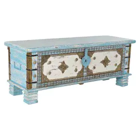 Coffre DKD Home Decor Bleu Laiton Bois de manguier 116 x 40 x 45 cm de DKD Home Decor, Boîtes et coffres de rangement - Réf :...