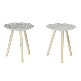 Table d'appoint DKD Home Decor Blanc Beige Bois Sapin Bois MDF 40 x 40 x 45 cm (2 Unités) de DKD Home Decor, Tables - Réf : S...