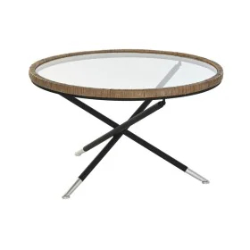 Table d'appoint DKD Home Decor 80 x 80 x 48 cm Verre Naturel Argenté Noir Métal de DKD Home Decor, Tables - Réf : S3033833, P...