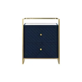 Mesa de Cabeceira DKD Home Decor 60 x 35 x 74 cm Cristal Azul Dourado de DKD Home Decor, Mesinhas de cabeceira - Ref: S303385...