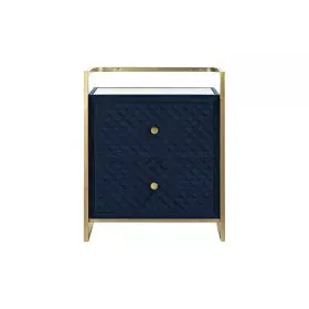 Table de Nuit DKD Home Decor 60 x 35 x 74 cm Verre Bleu Doré de DKD Home Decor, Tables de chevet - Réf : S3033853, Prix : 225...