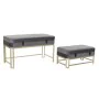 Banqueta DKD Home Decor Cinzento Dourado Metal Veludo (80 x 40 x 47 cm) de DKD Home Decor, Cadeiras - Ref: S3033859, Preço: 2...