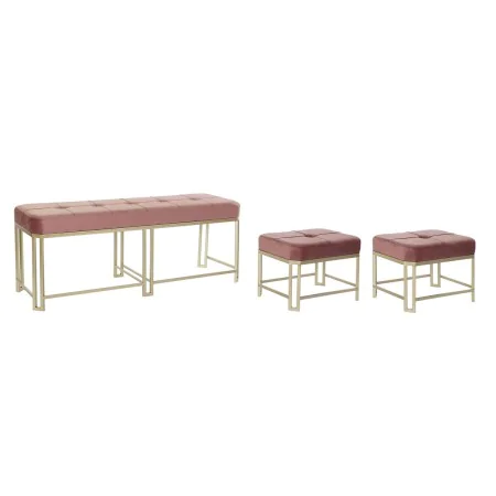 Bench DKD Home Decor Pink Metal Velvet (120 x 40 x 46 cm) by DKD Home Decor, Chairs - Ref: S3033860, Price: 280,91 €, Discoun...