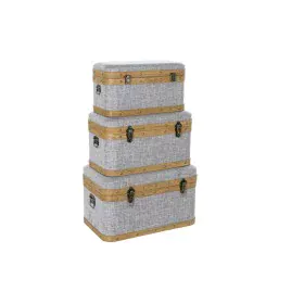 Juego de Baúles DKD Home Decor 60 x 36 x 34 cm Natural Gris Madera de DKD Home Decor, Cajas y arcones de almacenaje - Ref: S3...