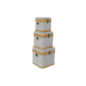 Set of decorative boxes DKD Home Decor Grey Wood Polyester (3 pcs) by DKD Home Decor, Boxes - Ref: S3033878, Price: 134,12 €,...