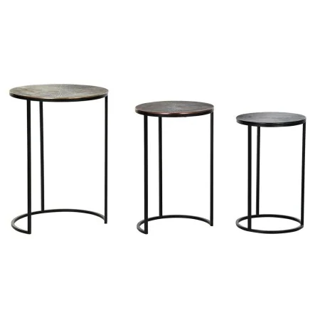 Set of 3 small tables DKD Home Decor Black Copper Golden 44 x 44 x 61 cm by DKD Home Decor, Tables - Ref: S3033919, Price: 22...