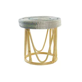 Footrest DKD Home Decor Natural Turquoise White Rattan Tropical Seagrass (41 x 41 x 42 cm) by DKD Home Decor, Footstools & Ot...