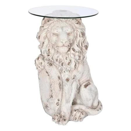 Table d'appoint DKD Home Decor Lion 52 x 44 x 72 cm Verre Gris Métal Blanc Magnésium de DKD Home Decor, Tables - Réf : S30341...