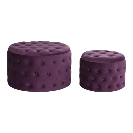 Repousa pés DKD Home Decor Violeta Poliéster Castanho-avermelhado Madeira MDF (70 x 70 x 42 cm) de DKD Home Decor, Pufes e re...