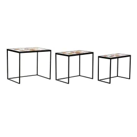 Jeu de 3 tables DKD Home Decor Jaune Noir Rose Doré 60 x 40 x 50 cm de DKD Home Decor, Tables - Réf : S3034263, Prix : 186,16...