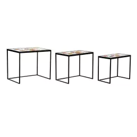 Jeu de 3 tables DKD Home Decor Jaune Noir Rose Doré 60 x 40 x 50 cm de DKD Home Decor, Tables - Réf : S3034263, Prix : 167,55...