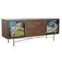 Mueble de TV DKD Home Decor Amarillo Verde Dorado Marrón oscuro Metal Cristal 140 x 35 x 55 cm de DKD Home Decor, Mesas y sop...