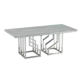 Table Basse DKD Home Decor Blanc Argenté Verre Acier 120 x 60 x 40 cm de DKD Home Decor, Tables basses - Réf : S3034278, Prix...