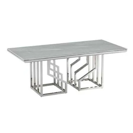 Mesa de Centro DKD Home Decor Blanco Plateado Cristal Acero 120 x 60 x 40 cm de DKD Home Decor, Mesas de café - Ref: S3034278...