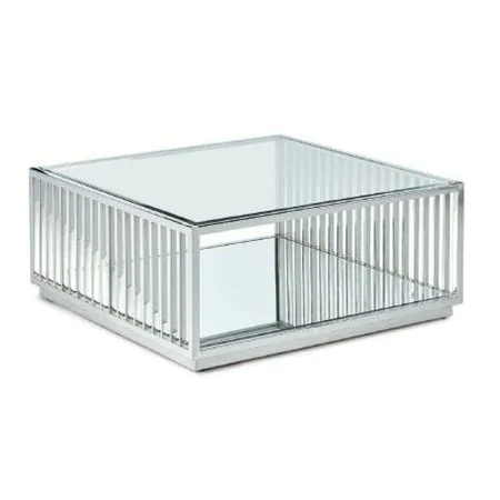 Mesa de Centro DKD Home Decor Transparente Prateado Aço Espelho 100 x 100 x 45 cm de DKD Home Decor, Mesas de café - Ref: S30...