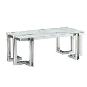 Table Basse DKD Home Decor Blanc Argenté Verre Acier 120 x 60 x 45 cm de DKD Home Decor, Tables basses - Réf : S3034283, Prix...