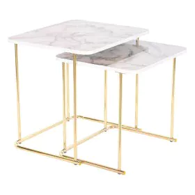 Jeu de 2 tables DKD Home Decor Blanc Doré 51 x 43 x 49 cm de DKD Home Decor, Tables - Réf : S3034299, Prix : 127,15 €, Remise...