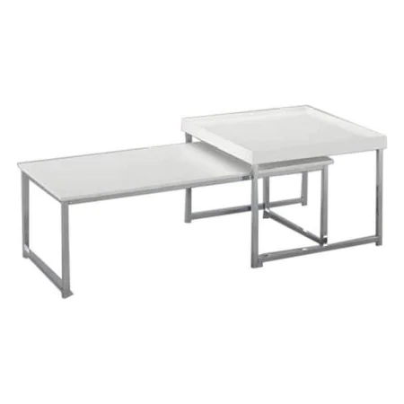 Centre Table DKD Home Decor White Silver Steel MDF Wood 110 x 48 x 45 cm by DKD Home Decor, Coffee Tables - Ref: S3034301, Pr...