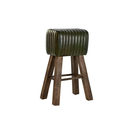 Sgabello DKD Home Decor Legno Marrone Pelle Verde (41 x 30 x 79 cm) di DKD Home Decor, Sgabelli da bar - Rif: S3034333, Prezz...