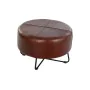 Footrest DKD Home Decor Black Metal Brown Leather (55 x 55 x 37 cm) by DKD Home Decor, Footstools & Ottomans - Ref: S3034334,...