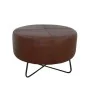 Footrest DKD Home Decor Black Metal Brown Leather (55 x 55 x 37 cm) by DKD Home Decor, Footstools & Ottomans - Ref: S3034334,...