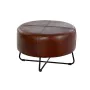 Footrest DKD Home Decor Black Metal Brown Leather (55 x 55 x 37 cm) by DKD Home Decor, Footstools & Ottomans - Ref: S3034334,...