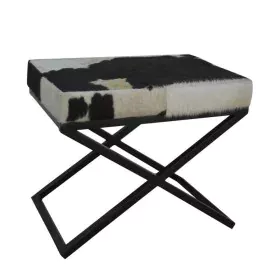 Banc de Pied de Lit DKD Home Decor Blanc Noir Vache Métal 60 x 40 x 50 cm de DKD Home Decor, Sièges de coiffeuse - Réf : S303...