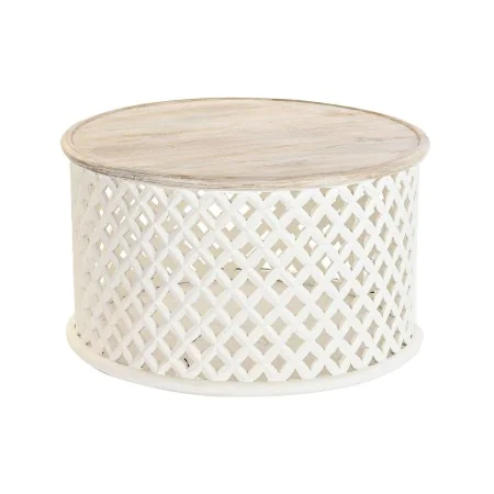 Mesa de Centro DKD Home Decor Branco Natural Alumínio Madeira de mangueira 81 x 81 x 45 cm de DKD Home Decor, Mesas de café -...