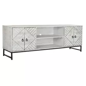 Móvel de TV DKD Home Decor 180 x 40 x 60 cm Preto Metal Branco Madeira de mangueira de DKD Home Decor, Mesas e suportes para ...