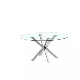 Dining Table DKD Home Decor 110 x 110 x 76 cm Crystal Silver Steel by DKD Home Decor, Dining Tables - Ref: S3034385, Price: 3...