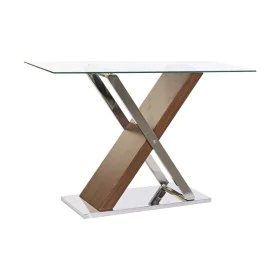 Console DKD Home Decor Transparente Prateado Catanho escuro Cristal Aço 120 x 40 x 75 cm de DKD Home Decor, Jogos de móveis -...