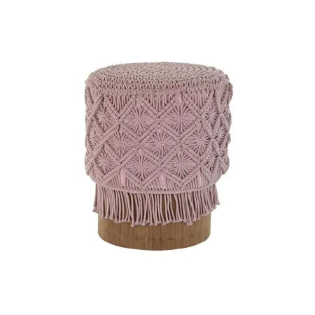 Footrest DKD Home Decor 43 x 43 x 51 cm Wood Brown Light Pink Macrame Boho by DKD Home Decor, Footstools & Ottomans - Ref: S3...