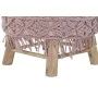 Footrest DKD Home Decor 48 x 48 x 30 cm Natural Wood Brown Light Pink Macrame Boho by DKD Home Decor, Footstools & Ottomans -...