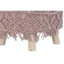 Reposapiés DKD Home Decor Natural Rosa claro Madera Boho Macramé 53 x 53 x 31 cm de DKD Home Decor, Otomanas y reposapiés - R...