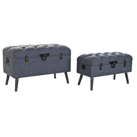 Banco baúl DKD Home Decor Azul Metal Poliéster MDF (81 x 42 x 52 cm) de DKD Home Decor, Sillas - Ref: S3034442, Precio: 163,5...