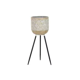 Plantador DKD Home Decor Preto Dourado Metal Branco Duas cores (26 x 26 x 70 cm) de DKD Home Decor, Vasos - Ref: S3034633, Pr...