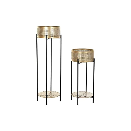 Conjunto de Vasos DKD Home Decor Preto Dourado Metal 30 x 30 x 101 cm (2 Unidades) de DKD Home Decor, Vasos para flores - Ref...